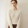 Suéter de cachemir 100% puro con cuello en V para mujer, holgado y estilizado, suéter base de punto, nuevo suéter de cachemir liso para otoño e invierno