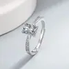 Anillo de Moissanita Cuadrado para Mujer de Venta Caliente en Corea y Japón Anillo Ajustable con Microincrustaciones Eternas Directo del Fabricante Mayorista