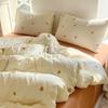 Juego de Cama de Algodón Arrugado Suave y Delicado para la Piel al por Mayor para Hogar y Dormitorio Sábanas y Fundas de Edredón Juego de Cama de Cuatro Piezas