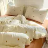 Conjunto de Cama de Algodão Lavado Cloud-Sense Classe A Quatro Peças Capa de Edredom Floral Pequeno Lençóis Colcha Conjunto de Três Peças para Dormitório Universitário