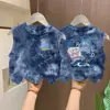 Camiseta sin mangas teñida anudada 100% algodón para niños y niñas 2026 Verano Chaleco Fresco y Elegante para Niños Mayores, Top Versátil a la Moda