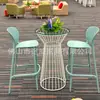 Mostrador de Bar Estilo Europeo, Mesa y Sillas de Barra de Metal Forjado para Balcón Estilo Europeo y Americano, Mesa de Cóctel con Tablero de Vidrio, Mesa y Sillas de Comedor de Madera Maciza