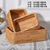 Atacado retangular rattan puro acabamento tecido à mão caixa de armazenamento de mesa artigos diversos mesa de centro cesta de tecido