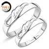Anillo Abierto de Plata para Parejas Transfronterizo para Hombres y Mujeres Anillo de Ala Única de Ángel Estilo Coreano para Enamorados