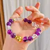 Pulsera básica para el día a día estilo 10mmins con diseño de bloques de color de cristal blanco natural y amatista