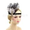Nueva Diadema de Plumas Estilo Gatsby de los años 1920 con Borlas de Pedrería, Tocado para Actuaciones de Baile, Diadema de Fiesta para Mujer