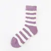 Calcetines de Terciopelo de Coral para Otoño e Invierno Rayados Espesos Medio Terciopelo Calientes para el Hogar para Dormir de Caña Media Felpa Calcetines Toalla de Piso