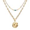 Collar con colgante de moneda y cadena con cierre de hebilla, estilo simple y dulce, de aleación con diseño geométrico, estilo transfronterizo