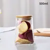 Frascos de Almacenamiento para Cocina con Tapas de Bambú, Botellas de Vidrio, Contenedores de Vidrio Sellados Redondos y Cuadrados