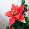 Flor navideña de simulación de 38 cm arreglo para actividad de fiesta rama de árbol de Navidad lentejuelas tela de seda flor navideña simulación flor falsa