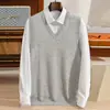 Camiseta básica cálida sin mangas, casual y sencilla, nuevo jersey de cachemira para hombre de otoño e invierno, top de cuello en V, suéter de punto