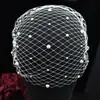 Diadema de Novia de Comercio Exterior Tocado Retro Misterioso Diadema con Máscara de Malla Hueca de Perlas Accesorios para el Cabello de Performance de Bola JM23