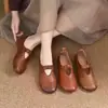 Otoño 2026 Nuevos Mocasines Retro de Piel Genuina con Suela de Goma, Suela Suave, Punta Redonda, Transpirables, Cómodos, No Cansan los Pies, Mocasines sin Cordones