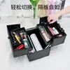 Estuche de Cosméticos Profesional de Aleación de Aluminio Multicapa Caja de Herramientas Negro para Guardar Herramientas de Belleza para Uñas Joyería