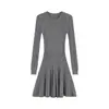Elegante y sofisticado vestido de punto gris de manga larga para mujer, diseño de otoño e invierno con efecto entallador en la cintura