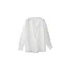 Camisa casual chic de dos en uno "Sea Salt Soda" de mezcla de lyocell con rayas transparentes y cuello azul marino para mujer