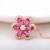 Collar de flor roja Jinse colgante de circonita de cristal incrustado en cobre chapado en oro rosa Corea del Sur Collar súper de hadas joyería para el cuello