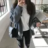 Suéter tipo cárdigan de color puro de estilo coreano para otoño e invierno, suéter adelgazante versátil con cuello en V y botones para mujer.