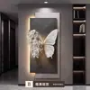 Pintura Decorativa de Luxo para Sala de Estar com Borboletas Empilhadas em Camada Dupla para Hall de Entrada Corredor com Iluminação Mural de Porcelana de Cristal