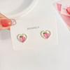 Pendientes de plata 925 con forma de aguja y perla de melocotón para niña, bonitos y modernos, con un nicho rosa