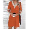 Vestido informal holgado de manga media con escote en V y encaje de Amazon Independent Station, disponible en 2025.