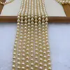 Contas Redondas de Furo Reto Dourado Brilhante de Pérola Shijia de Luz Forte e Alta Qualidade Que Não Descascam e Não Desbotam Colar DIY