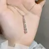 Pingente de prata 925 com moissanita de uma palavra, diamante moissanita de 1 quilate, corrente para clavícula, colar suéter feminino, atacado, geração