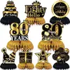 Decoración de Mesa para 16º Cumpleaños Negro Dorado Panal de Abeja Mesa Decoraciones para Fiesta de Cumpleaños Suministros Adornos de Panal para Fiesta
