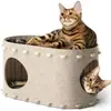 Casa de Gato Interna para Animais de Estimação Transfronteiriça, Cama de Gato de Feltro Cinza Camelô de 2 Andares, Apartamento de Gato, Buraco de Gato, Casa de Gato Dobrável