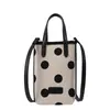 Bolso tote mini vertical de lunares retro, bolsa compacta de mano para teléfono, bolso cruzado simple casual para mujer