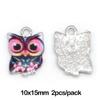 Arete DIY Materiales Hechos a Mano Búho Pequeño Aleación Esmalte Colgante Fresco y Lindo Hoja Accesorios para Aretes