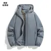 Nova jaqueta masculina de algodão para outono e inverno, para esportes ao ar livre e montanhismo, com adição de fleece e forro espesso, capuz removível e impermeável
