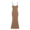 Ropa de Mujer al por Mayor Transfronteriza Estilo Europeo y Americano Multicolor Vestido con Tirantes Ropa de Verano para Mujer Cintura Adelgazante Elegante Falda Larga