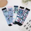 Calcetines Estilo Coreano Dibujo Stitch Nuevos Ins Primavera y Otoño Caña Corta Calcetines para Chicas Estudiantes Calcetines de Barco Lindos Calcetines de Algodón Lindos para Mujer