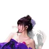 Presilha de garra com flor roxa estilo Zhao Lusi, presilha de cabelo de alto padrão com temperamento para mulheres, para coque na nuca, presilha tubarão, acessório de cabelo