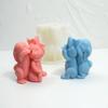 Molde de Silicone para Vela Perfumada de Coelho Casal Tridimensional DIY Coelho de Desenho Animado Abraço Gesso Ornamento Molde