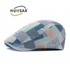 Boné Clássico Xadrez Color-Blocked para Homens, Boina Fina de Primavera e Verão para Mulheres, Boné Britânico Retro com Aba Tendência