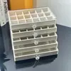 Caja de almacenamiento de joyería transparente de cinco capas con cajones de terciopelo para pendientes, collares, anillos y otros accesorios, caja organizadora de escritorio
