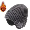 Gorro de Invierno Tejido para Hombre, Forrado de Felpa y Engrosado, Cálido para Ciclismo de Invierno, Gorro de Lana para Proteger los Oídos al Aire Libre