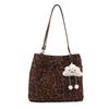 Bolsa Grande de Couro Sintético Vintage Outono e Inverno Feminina 2024 Nova Popular Animal Print Ombro Transversal Bolsa Tote para o Dia a Dia