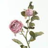 2 Cabezas de Rosa Artificiales con Bordes Quemados, Manualidades para Decoración de Bodas al por Mayor, Venta Caliente Transfronteriza Arreglo de Escena para Decoración del Hogar