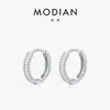 Pendientes de Aro Geométricos Roscados de Plata de Ley S925 MODIAN para Mujer Estilo Europeo y Americano Temperamento Sencillo Pendientes para el Trabajo
