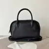 Bolso de Bowling Estilo Old Money de Fila de Cuero Genuino, Bolso de Mano Agnes Estilo Perezoso Vintage Bolso tipo Concha para Viajes