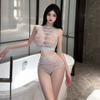 Lencería Sexy Tentadora, Ropa de Malla Sexy Transparente Hueca Rasgable con Abertura que Cubre la Cadera Apasionada Gran Escala Envío Directo