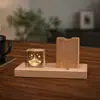 Portalápices de Madera Maciza y Cristal, Luz de Noche, Decoración de Escritorio Feng Shui, Regalo Empresarial Creativo, Regalo de Cumpleaños para Estudiante, Recuerdo