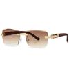 Liquidación Gafas de Sol sin Montura Estilo Europeo y Americano Moda Leopardo Unisex Gafas de Sol Cuadradas con Borde Cortado