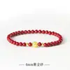 Pulseira de Cinábrio Cru Natural para Mulheres, Pulseira Autêntica de Cinábrio Areia Dourada Roxa Pedra do Ano do Cavalo, Presente de Casal