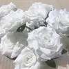 Flor artificial de rosa de diamante de tres cabezas, rosa artificial blanca para decoración de bodas, flor de seda para accesorios de fotografía de bodas