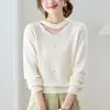 26 Prendas de punto base de cuello halter y cuello redondo estilo coreano para mujer, top elegante de manga larga para primavera y otoño, suéter corto para mujer