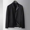 Chaqueta para Hombre, Estilo Primavera y Otoño, Cuello Alto, Top de Lino con Cremallera, Estilo Joven de Lujo para Negocios, Estilo Old Money, Abrigo Delgado Casual